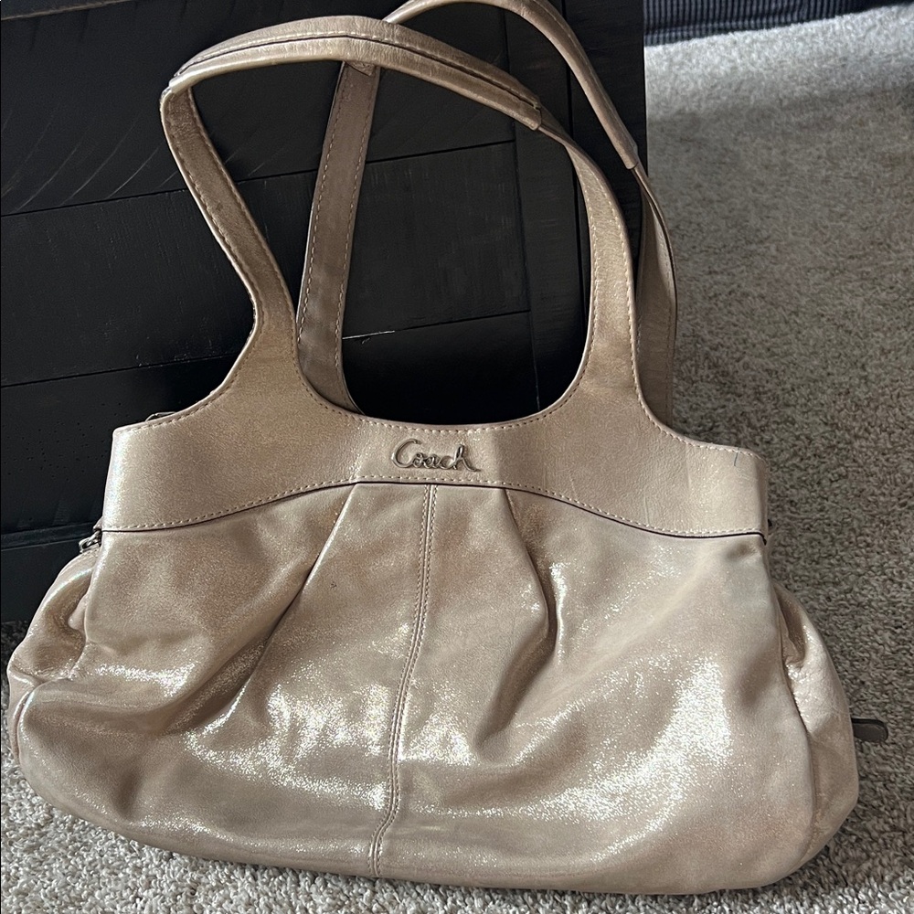 Coach Metallic Lexi Champagne Leather Shoulder Bag